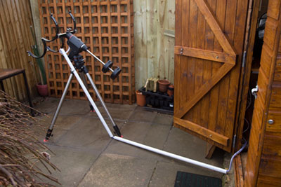 View of site, showing cabling from shed to tripod